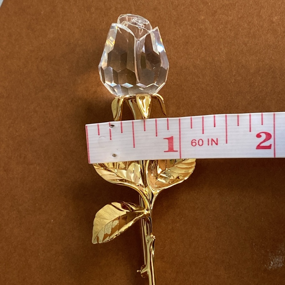 VTG SWAROVSKI SWAN SIGNED CRYSTAL GOLD PLATED MEMORIES ROSE PIN BROOCH - Picture 12 of 12
